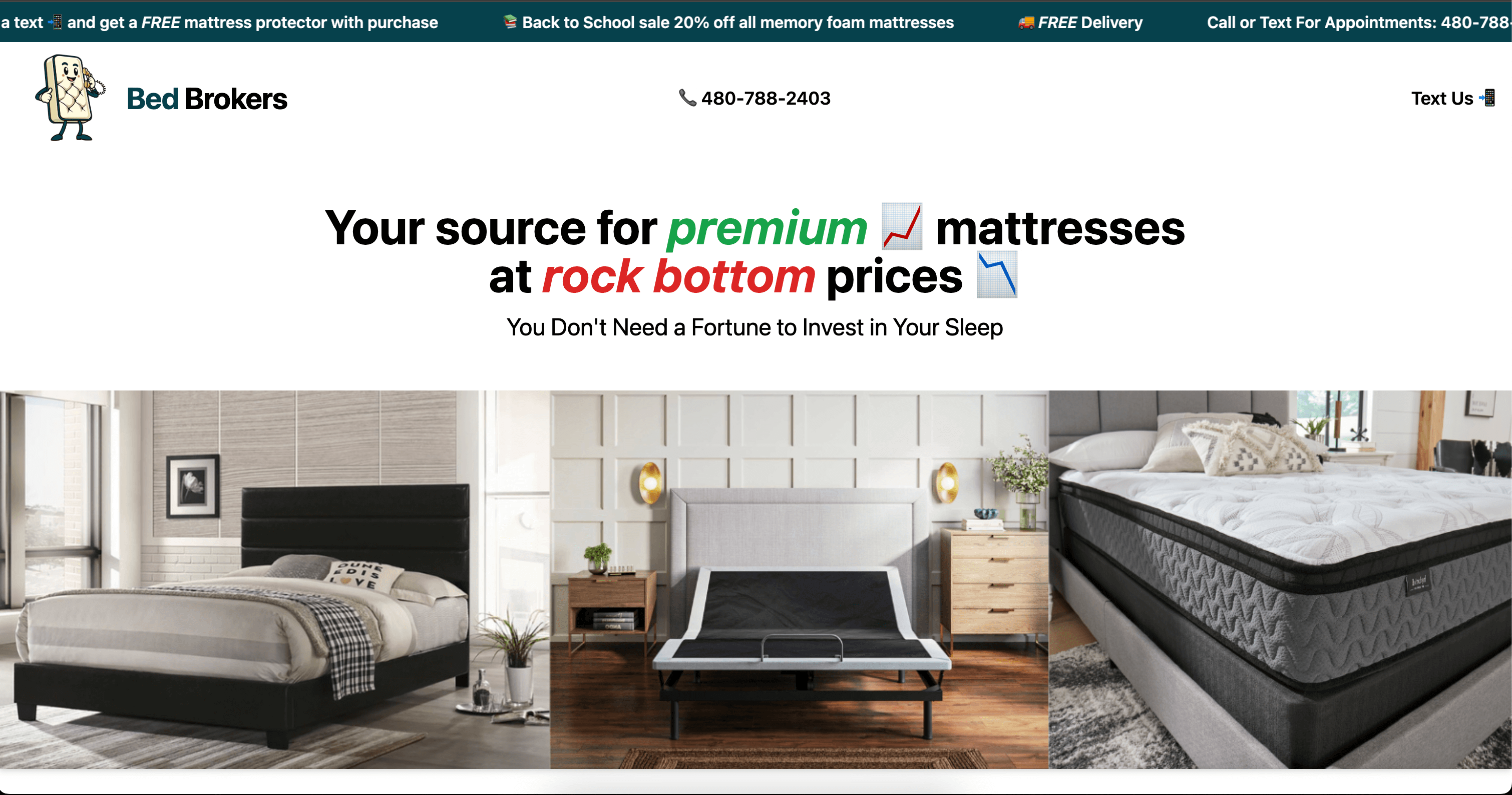 Bed Brokers Screenshot of Bed Brokers website